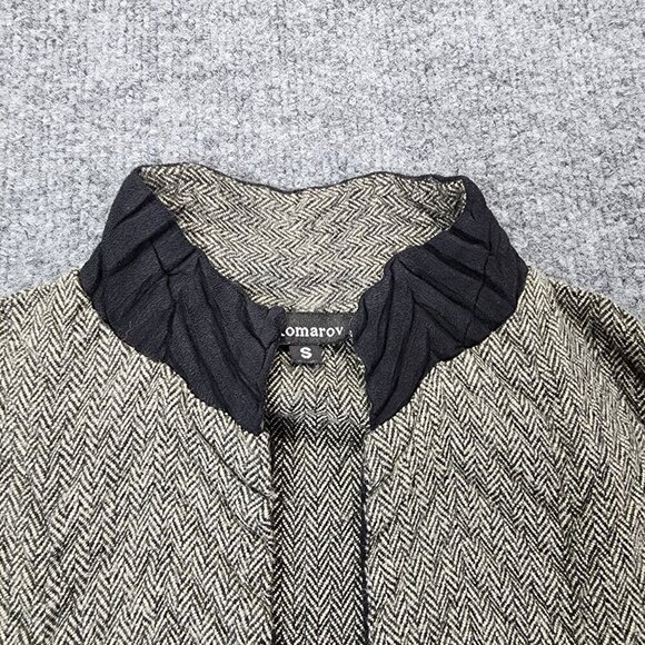 Komarov Sweater Jacket Women’s Small Black Gray‎ Knit Herringbone - Picture 5 of 13
